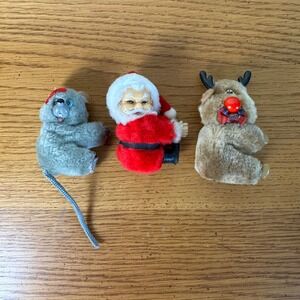 Russ Vintage‎ Christmas Ornaments Santa Reindeer Mouse Mini Plush Set
